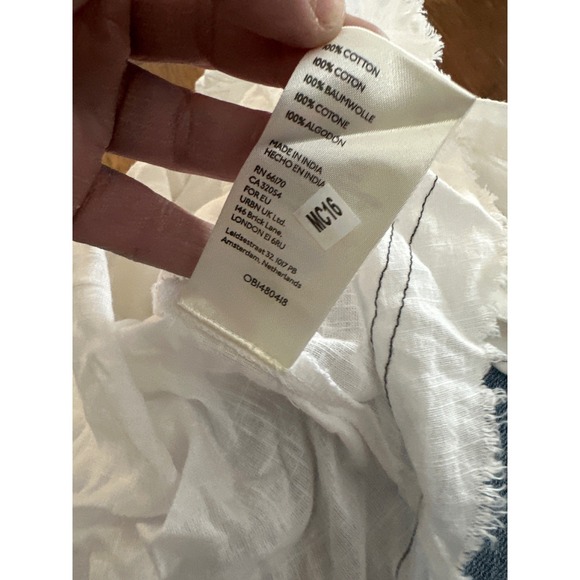 We The Free White Crinkled Gauze Peasant Blouse Puff Sleeve Button Front Top - Picture 7 of 7